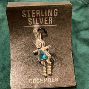 Sterling silver December birthstone charm girl VINTAGE new